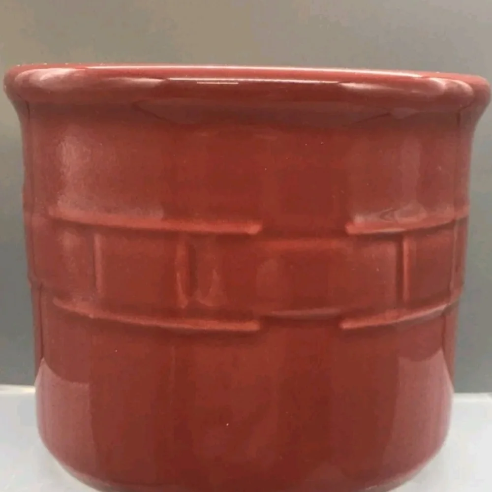 Longaberger Pottery Woven Traditions Paprika Pillar Candle Holder/Crock